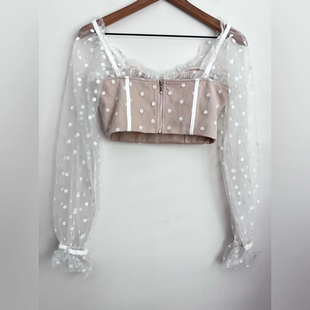 Runaway the label RNWY Hello Molly Polka Dot bustier Corset Crop Top Sheer XS 2 - Picture 4 of 8